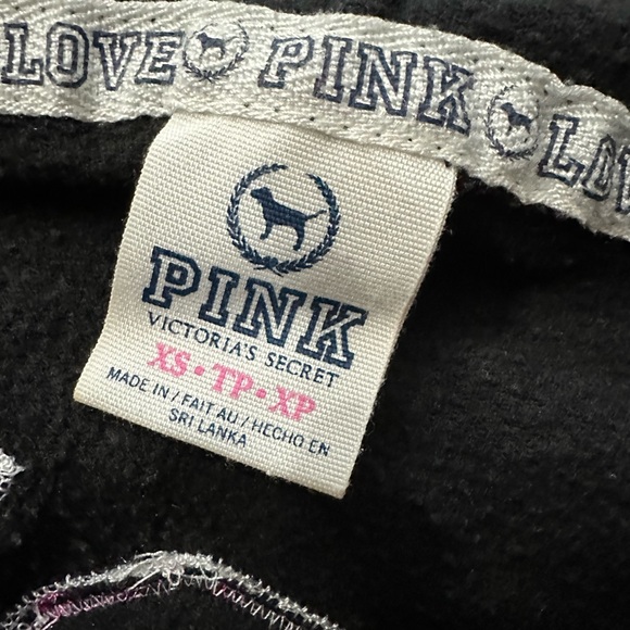 PINK by Victoria’s Secret, black and pink zip up hoodie size x-small - Picture 6 of 7